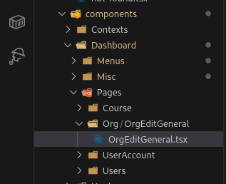 Organization settings subpage file location