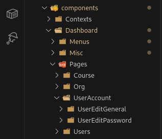 Account settings subpages file location